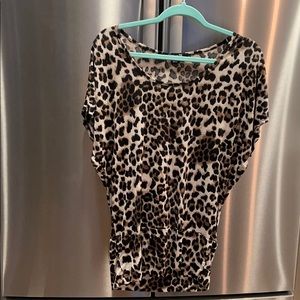 Leopard off the shoulder dressy tee